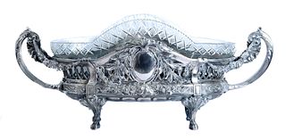 Impressive Silver & Cut Glass Handled Centerpiece 19th