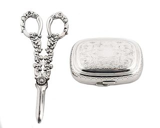 2 Tiffany & Co. Silver Items--Shears & Box