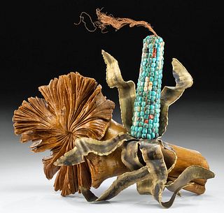 Native American Turquoise / Corn Sculpture C. Pratt