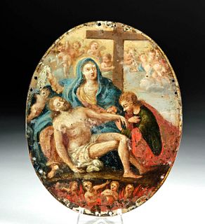 17th C. European Painting on Copper Pieta / Lamentation