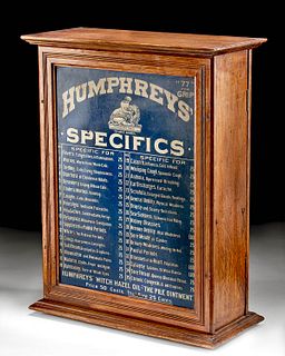 1930s Humphrey's Specifics Medicine Cabinet & Manual