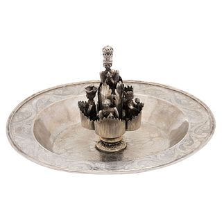 ALMS DISH* MEXICO, 1783 Silver Decoration with central figures of the souls in Purgatory 8.8" (22.5 cm) diameter 677 g