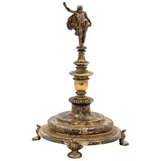MONSTRANCE BASE MEXICO, 19TH CENTURY  Gilt silver Shaft decorated with scrolls 14.5" (37 cm) tall 1128 g
