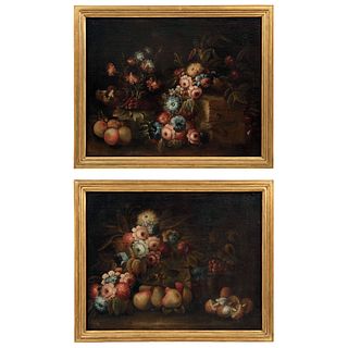 NATURALEZA MUERTA CON FLORES EUROPE, EARLY 18TH CENTURY Oil on canvas Pieces: 2 24.8 x 31.4" (63 x 80 cm)