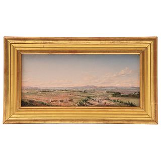 Chapman, Conrad Wise (USA, 1842 - 1910) Paisaje del Valle de México Oil on wood 5.9 x 12.9" (15 x 33 cm)