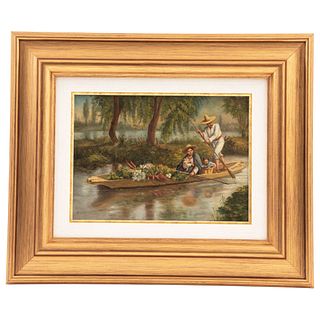 CHAPMAN, CONRAD WISE (USA 1842-1910) XOCHIMILCO Signed WChapman Oil on canvas 7.4 x 10.2" (19 x 26 cm)