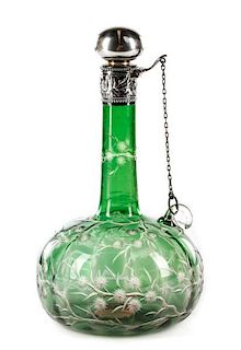 Emerald Green Cut Glass Bottle, Stevens & Williams