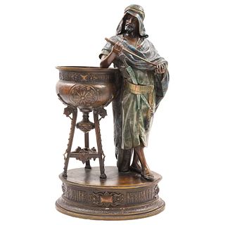 DESPUÉS DE LOUIS HOTTOT  FRANCE, (1829-1905) Made in polychrome bronze Signed L. Hottot 12.4 x 10.8"  (31.5 x 27.5 cm)
