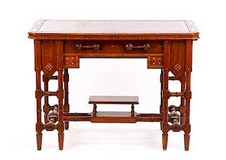 American Aesthetic Leather Top Desk, 19th C.