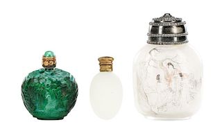 Collection of Three Glass Snuff Bottles