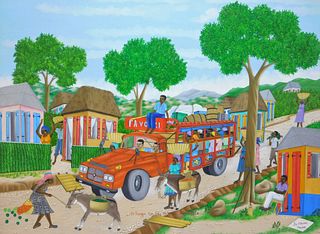 Jean Claude Severe Haitian Folk Art Painting