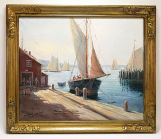 Arthur Edwin Bracy Gloucester Fish Wharf Painting