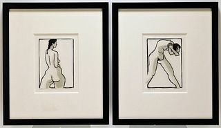 2PC Modern Nude Figure Lithographs