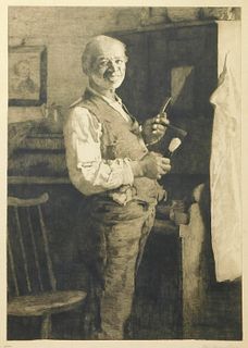 Thomas Hovenden The Old Shaver Etching