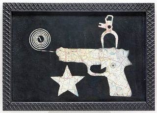 Gary Spradling Gun Silhouette Mixed Media Painting