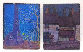 2PC Gene Miles Impressionist Nocturnal Paintings