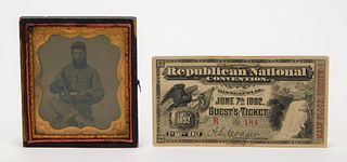 Civil War Soldier Tintype Republican Conven Ticket