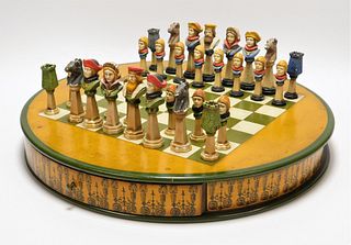 Anri Mediolanum Style Italian Figural Chess Set