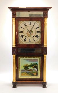 Antique Reverse Painted Column Clock