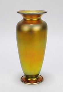 Steuben Gold Aurene Glass Baluster Vase
