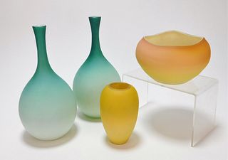 4PC Victorian Satin Glass Vases