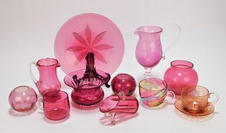 12PC Victorian Cranberry Glass Tableware