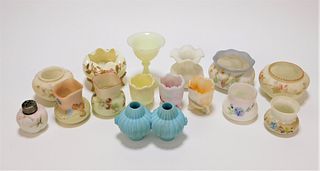 15PC Mt. Washington & Other Satin Glass Vase Group