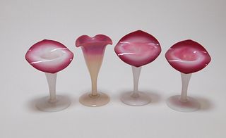 4PC Peach Blow Jack in the Pulpit Vases