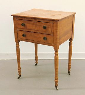 19C New England Tiger Maple Work Stand