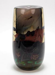 Michael Pavlik Abstract Art Glass Vase