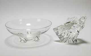 2PC Donald Pollard for Steuben Glass Table Items