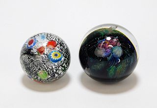 2PC Simpson & Zimmerman Art Glass Paperweights
