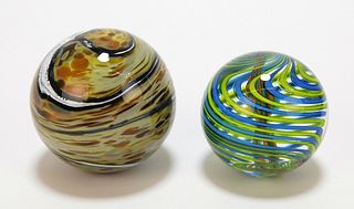 2PC American Art Glass Paperweights