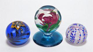 3PC Pairpoint & Bridgeton Art Glass Paperweights