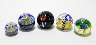 5PC Correia Art Glass Paperweights