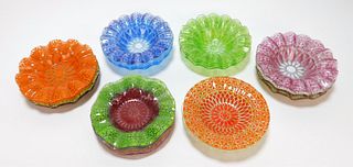 21PC Sydenstricker Art Glass Ruffle Bowls