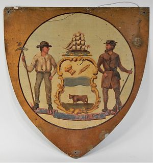 Hand-painted Delaware State Seal Shield