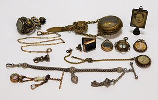 12PC 19C. Gold Filled Watch Fob Chain Group