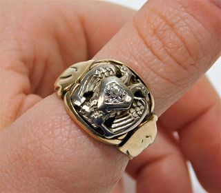 10K Gold Diamond Romanov Eagle Military Ring