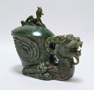 Chinese Qing Dynasty Dragon Hardstone Censer