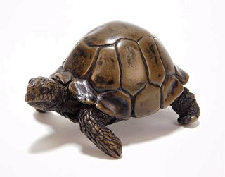 19C Japanese Okimono Netsuke Bronze Tortoise