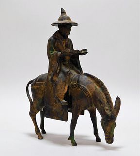 Japanese Cast Iron Scholar & Mule Sculpture