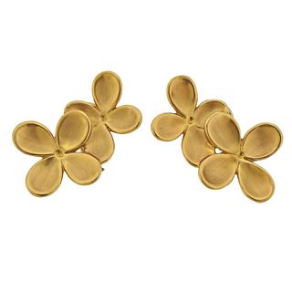 Angela Cummings 1980s 18k Gold Flower Earrings 