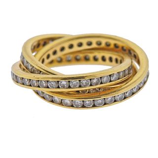 18k Gold Diamond Rolling Band Ring 