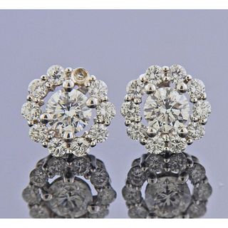 Memoire 18k Gold Diamond Flower Stud Earrings 