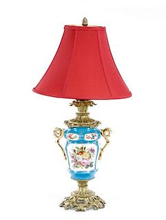 Old Paris Porcelain Floral & Figural Lamp