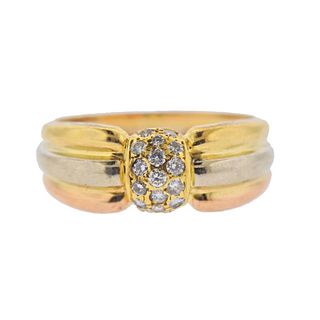 Cartier 18k Gold Tri Color Diamond Ring