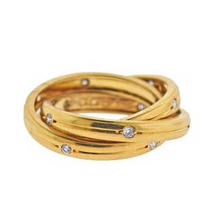 Cartier 18k Gold Diamond Rolling Band Ring