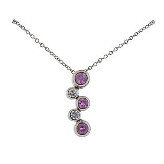 Tiffany & Co Bubble Pink Sapphire Diamond Platinum Necklace 