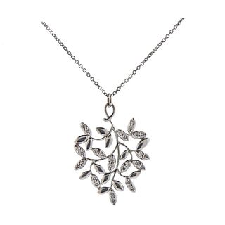 Tiffany & Co Paloma Picasso Leaf Diamond Pendant Necklace